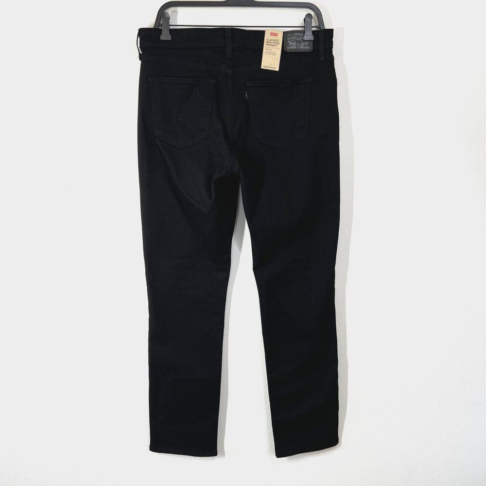Levis Classic Mid Rise Skinny Slim Fit Jeans Womens 14 Medium 32 x 30 Black - Picture 2 of 9